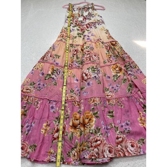 Anthropologie PQ Maxi Dress Tiered Ruffle Pink Floral Vacay Preppy Boho 1X NWT - Picture 4 of 12